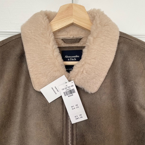 Abercrombie & Fitch Vegan Suede Jacket Coat with Faux Fur Lining, Brown, Men’s M - Picture 7 of 13